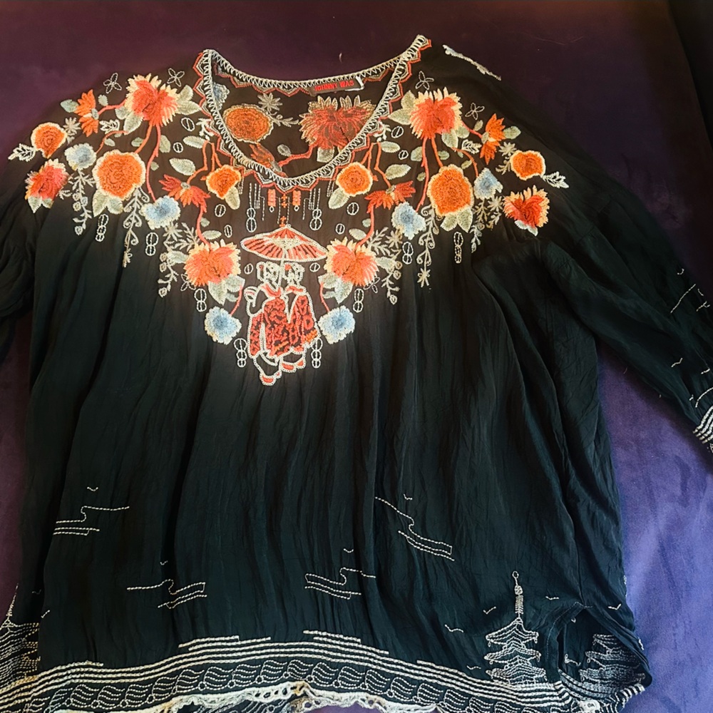 Johnny Was Hamayu Embroidered Blouse- worn twice